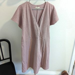 Madewell cross front flutter sleeve baby pink dress